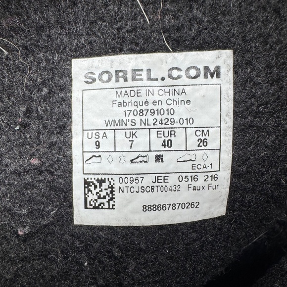 SOREL Joan of Arctic Women's Waterproof Snow Boots Black Faux Fur Trim US 9 - Picture 10 of 13